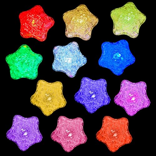 12 Stück LED Stern Badewannenspielzeug Baby, Badespielzeug Baby, Leuchtet Sensorik Spielzeug, Beleuchtete Star Wasserspielzeug Kinder Badewanne Spielzeug für Jungen und Mädchen von Silkwish