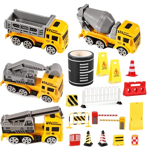 20 Stück Mini Verkehrsschilder Kinder - Baustelle Miniatur Spielzeug Set - mit Bagger, Baustellenfahrzeuge, DIY Klebeband Straße, Straßenzäune, Straßensperre, Warnkegel - Simuliertes Verkehrsspiel 20 Stück Mini Verkehrsschilder Kinder - Baustelle Miniatur Spielzeug Set - mit Bagger, Baustellenfahrzeuge, DIY Klebeband Straße, Straßenzäune, Straßensperre, Warnkegel - Simuliertes Verkehrsspiel von Silkwish