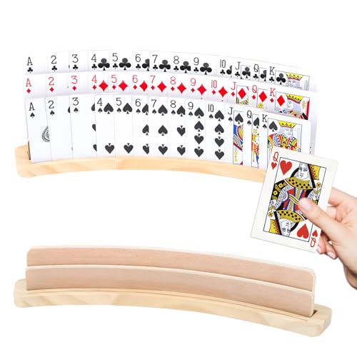 3-Stöckiger Spielkartenhalter Holz, Weichboden Freisprech Kartenhalter(Schutz des Tisches), Kartenhalter Spielkarten für, Senioren, Erwachsen, Behinderte von Silkwish