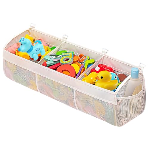 Silkwish Badewannenspielzeug Aufbewahrung Korb - Netz Aufbewahrungstasche für Baby Badespielzeug - Badespielzeug Hängeorganizer Tasche - Badewannen Mesh Tasche mit Organizer Trennzeichen (weiß) von Silkwish