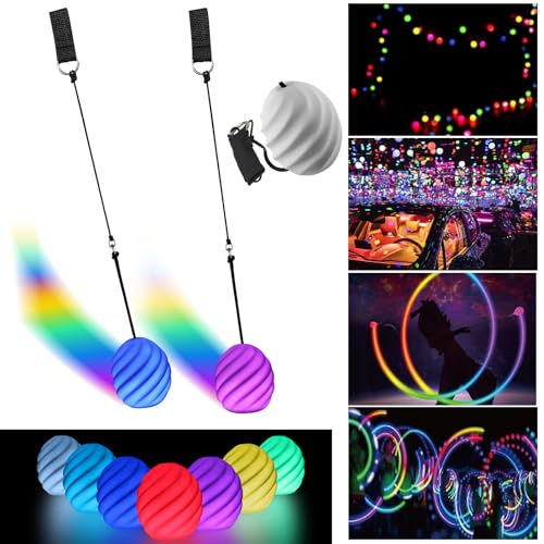 Silkwish 2 Stück LED Poi Bälle Set, LED Glow Poi Kugeln mit Strobe-Effekt und Regenbogen Farben, Verbesserte LED Poi für Kinder und Erwachsene, POI Jonglierbälle Leuchtend für Tanzen, Rave, Lichtshow Silkwish 2 Stück LED Poi Bälle Set, LED Glow Poi Kugeln mit Strobe-Effekt und Regenbogen Farben, Verbesserte LED Poi für Kinder und Erwachsene, POI Jonglierbälle Leuchtend für Tanzen, Rave, Lichtshow von Silkwish