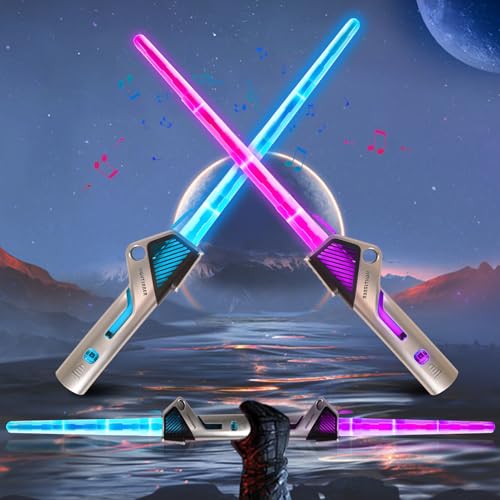 Silkwish 2 Stück Laserschwert Star Wars - Lichtschwert Kinder Wiederaufladbares - Retractable Laser Sword - Doppelklingen Lichtschwerter mit 12 Farben & Sound - LED Lightsaber Spielzeug Silkwish 2 Stück Laserschwert Star Wars - Lichtschwert Kinder Wiederaufladbares - Retractable Laser Sword - Doppelklingen Lichtschwerter mit 12 Farben & Sound - LED Lightsaber Spielzeug von Silkwish