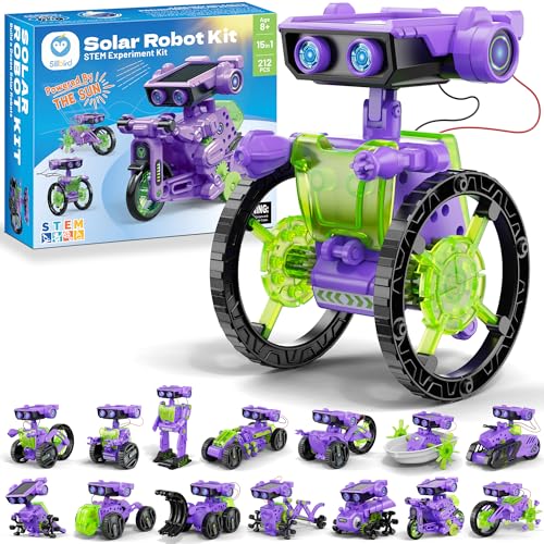 Sillbird 15-in-1 Solar Roboter Spielzeug für Kinder, Solar und batteriebetriebener Motor mit Doppelantrieb, Mint Experimente Lernspielzeug Kinder Geschenk für Jungen ab 8 9 10+ Jahren, Lila von Sillbird
