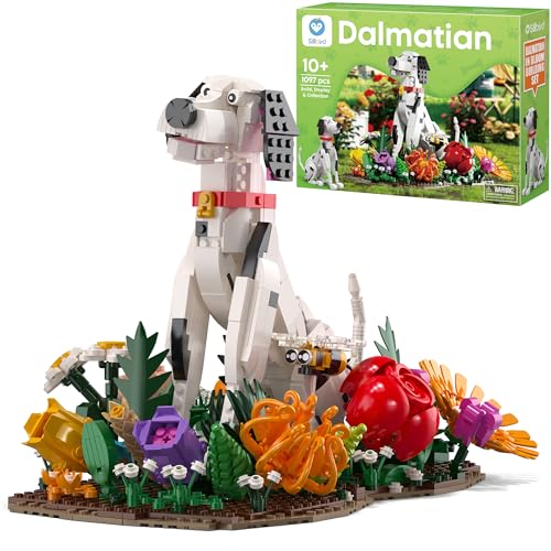 Sillbird Dalmatiner Blumen Hund Bausatz für Kinder & Erwachsene, Welpen-Bauset mit Blumen, Weihnachten & Geburtstag für Tier- & Pflanzenliebhaber, ab 10 Jahren (1097 Teile) von Sillbird