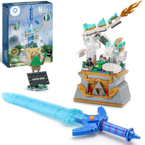 Sillbird Master Schwert Baukasten mit Drache, Hyrule Sammlung Display Modell für Spielefans, leuchtender Klemmbausteinen Meisterschwert, Ideen Geschenke für Kinder ab 8 Jahren (677 Stück) von Sillbird