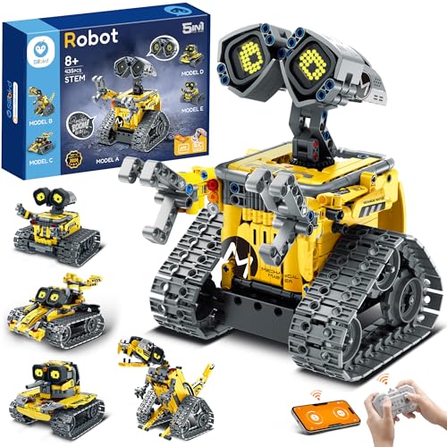Sillbird Roboter Kinder für Jungen, 5-in-1-Technik Roboter mit App-Fernsteuerung, Wall/Mech Dinosaurier/Stunt-Auto Programmierbares Bauspielzeug, Kreative Geschenke für Jungen und Mädchen ab 8+ Jahren von Sillbird