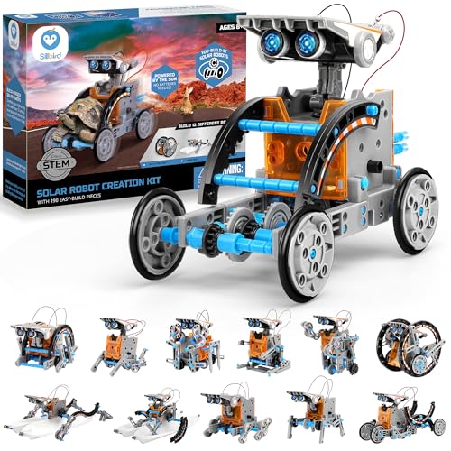 Sillbird Solar Roboter Kinder Spielzeug , 12-in-1 STEM Konstruktion Bauset, 190 Stücke Lernspielzeug Geschenk für Jungen Mädchen ab 8 9 10+ Jahren, Angetrieben durch Solarenergie von Sillbird