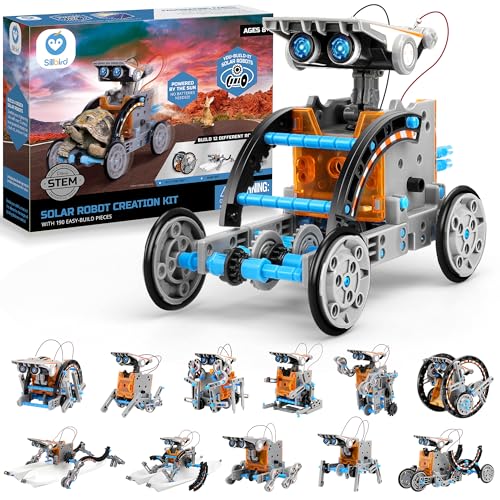 Sillbird Solar Roboter Kinder Spielzeug, 12-in-1 STEM Konstruktion Bauset, 190 Stücke Lernspielzeug Geschenk für Jungen Mädchen ab 8 9 10+ Jahren, Angetrieben durch Solarenergie von Sillbird
