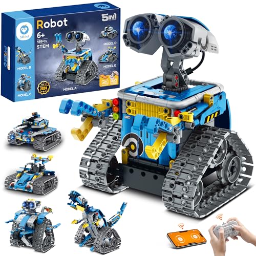 Sillbird Technik Roboter Kinder Bauspielzeug, Programmierbarer Roboter Bausatz, Ferngesteuerte Robot mit Licht und Sound, 360°-Drehung, STEM Bauspielzeug Jungen Geschenk ab 8-12 Jahre Jungen von Sillbird