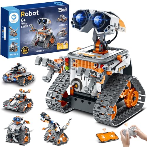 Sillbird Technik Roboter Kinder Bauspielzeug 5-in-1-Roboticset mit App&Fernsteuerung, Programmierbares Robot mit App-Fernsteuerung, Jungen und Mädchen ab 8+ Jahren von Sillbird