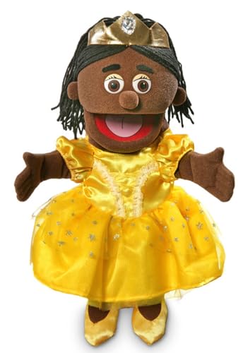 Princess Schwarze 40cm Handpuppe für Kinder von Silly Puppets | Mit Beweglichem Mund Und Armen | Abnehmbare Handwaschbare Kleidung von Silly Puppets