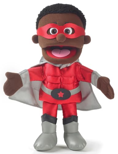 35,6 cm Superhelden, schwarzer Junge, Handpuppe von Silly Puppets
