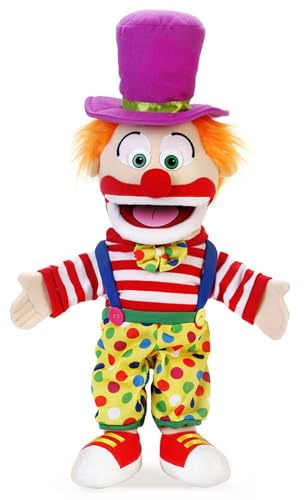 Clown von Silly Puppets | 40 cm Handpuppe für Kinder | Mit Beweglichem Mund Und Armen | Abnehmbare Handwaschbare Kleidung von Silly Puppets