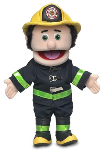 Feuerwehrmann, Pfirsichmännlich von Silly Puppets | 40 cm Handpuppe für Kinder | Mit Beweglichem Mund Und Armen | Abnehmbare Handwaschbare Kleidung von Silly Puppets