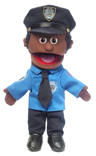 Handpuppe Polizist, Schwarz männlich, 40 cm von Silly Puppets