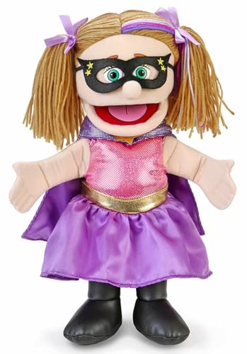 Superhelden-Mädchen von Silly Puppets | 40 cm Handpuppe für Kinder | Mit Beweglichem Mund Und Armen | Abnehmbare Handwaschbare Kleidung von Silly Puppets