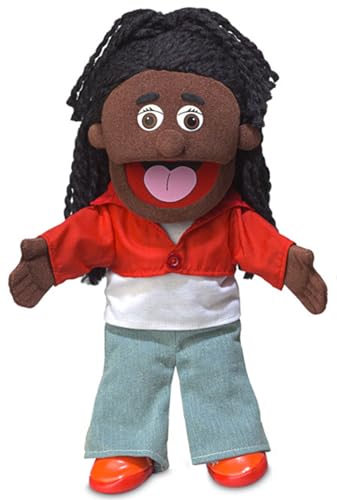 Sierra Schwarze 40cm Handpuppe für Kinder von Silly Puppets | Mit Beweglichem Mund Und Armen | Abnehmbare Handwaschbare Kleidung von Silly Puppets