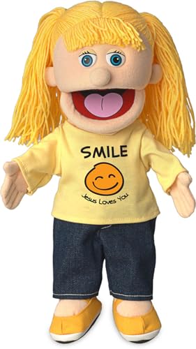 Smile Jesus Loves You von Silly Puppets | 40 cm Handpuppe für Kinder | Mit Beweglichem Mund Und Armen | Abnehmbare Handwaschbare Kleidung von Silly Puppets