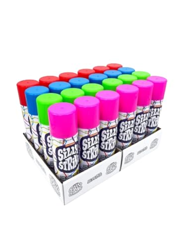 Silly String 24 Stück, verschiedene Farben, große Dose mit 100 ml, die einzige königliche Party in einer Dose. Schießt über 5 m Silly String 24 Stück, verschiedene Farben, große Dose mit 100 ml, die einzige königliche Party in einer Dose. Schießt über 5 m von Silly String