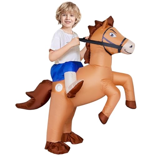 Silom Aufblasbares Kostüm Pferd Halloween Kostüme Erwachsene Kind Aufblasbare Kostüme für Männer Frauen Blow Up Kostüme Lustige Verkleidung Party (Kid Horse Costume) von Silom