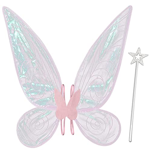 Silom Feenflügel für Kinder, Schmetterlingsflügel für Erwachsene, Mädchen, Frauen, Halloween, Weihnachten, Kostüm, Funkelnde Engelsflügel, Verkleidung, Partygeschenk (Rosa) von Silom