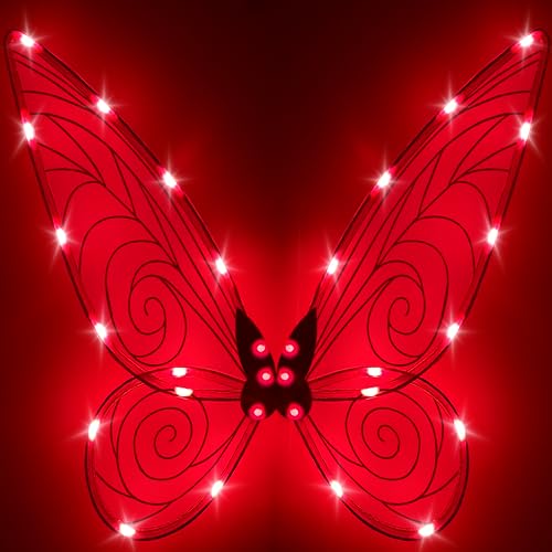 Silom Feenflügel leuchtende Schmetterlingsflügel für Mädchen Frauen LED-Feenflügel Funkelnde Engelsflügel für Erwachsene, Kinder, Halloween, Cosplay-Kostüm, verkleiden Sich funkel von Silom