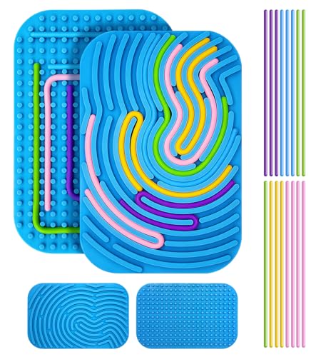 Sensorik Activity Board Silikon, Montessori Fidget Spielzeug mit 16 Strings, Doppelseitiges Sensory Aktivitätsbrett für ADHD, Autismus, Angst, mit Reisetasche Beruhigung für Kinder und Erwachsene von ​Silospire