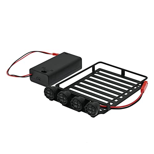 Silriku Metall Dachträger Gepäckablage mit LED-Licht für 1/16 RC Crawler Auto Upgrade Teile von Silriku