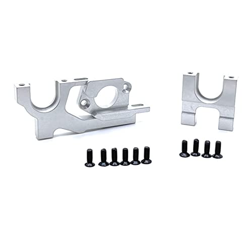 Silriku Verstellbare Motorhalterung und Mittelgetriebe-Halterungs-Set aus Metall für 104072 104001 104002 1/10 RC Auto-Upgrades-Teile, Silber von Silriku