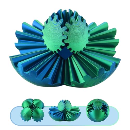 SilverChry 3D Gear Ball, Gear Ball 3D Gedrucktes Fidget Spielzeug, Drehbare Zahnradkugel, Zahnrad Kugel, Steampunk Whirling Wonder Gear Ball, Stressabbau-Spielzeug für Kinder Und Erwachsener(Grün) von SilverChry