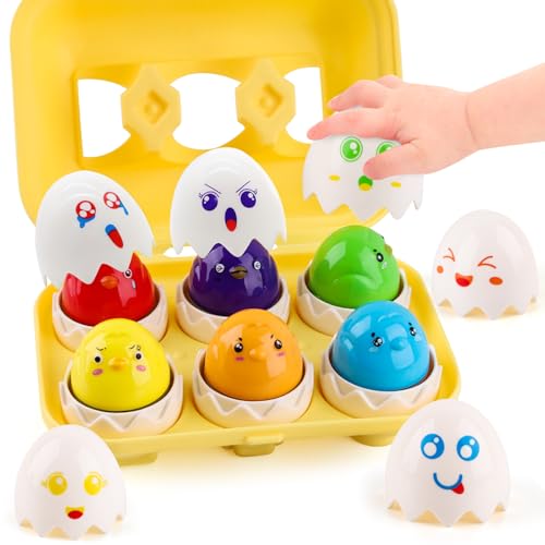 SilverChry Montessori Spielzeug Passende Eier Farbe, Montessori Eier 1 2 Jahre, Baby, Kinder, Geometrische, Farben Sortieren, Spiel Eier, Weihnachten Ostergeschenke Kinder, Puzzle Zahlen(Geometrie) von SilverChry