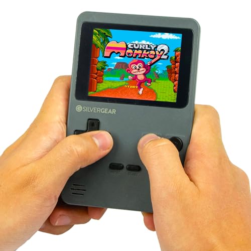 Silvergear® Analogue Pocket Konsole Retro | mit 240 Klassichen Spielen l Handheld Spielekonsole l Mini Game Konsole l Tragbare Retro Videospielekonsole | 12,5x8x2,3 cm | Grau von Silvergear