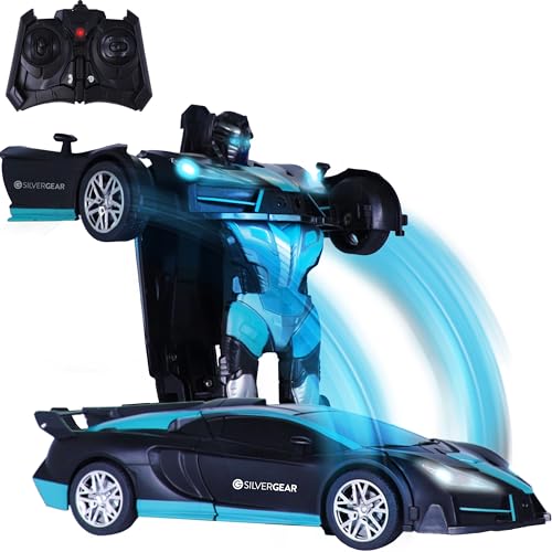 Silvergear® RC ferngesteuertes Transformer Auto | 2-in-1 Auto und Roboter | 360° Driften, Licht- und Soundeffekte | Fernbedienung bis zu 50 Meter | Verwandlung auf Knopfdruck von Silvergear