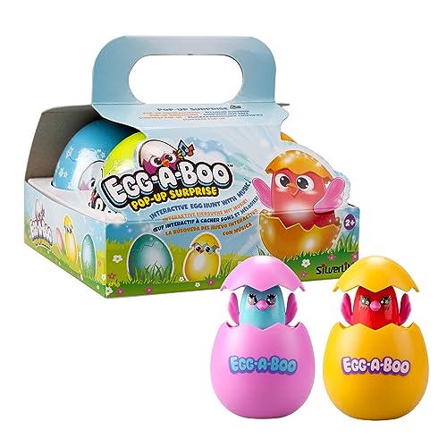 Eggaboo 4er Pack, versteckt entzückende Küken für Pop Up und musikalische Überraschungen, Peekaboo Spielen, Kopf für Verschiedene Melodien drücken, 4 Songs enthalten und 12 Farben zum Sammeln, von Silverlit