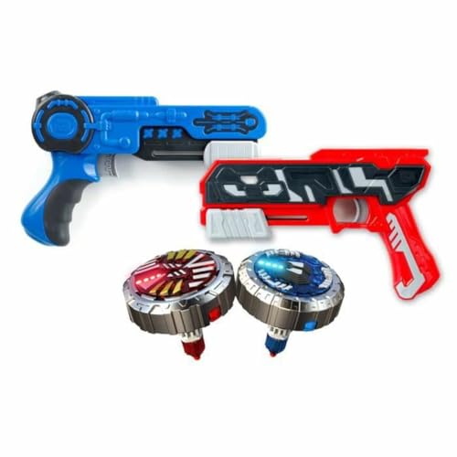 Spinner MAD 86321 Battle Pack by Silverlit, 2 Spieler mit 2 Blaster und 2 LED-Kreiseln, kompatibel mit der gesamten Spinner Mad Range, Kinderspielzeug, rot und blau, Ab 5 Jahren von SPINNER M.A.D.