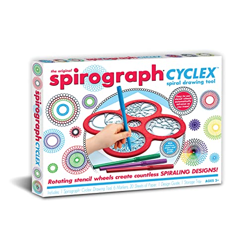 Silverlit Spirograph Cyclex – Kreative Hobbys – Kreation von Spiralen mit drehbaren Rädern! – 1 Form, 6 farbige Filzstifte, 1 Ausführungsanleitung und 20 Zeichenblätter. – Ab 5 Jahren von Silverlit