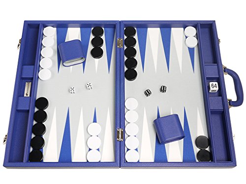 48 x 64 cm Premium Backgammon Set - Indigo Blau von Silverman & Co.