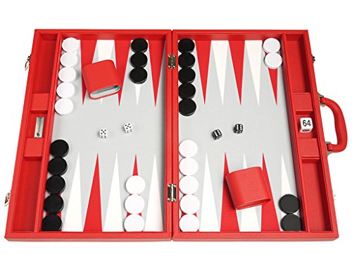 48 x 64 cm Premium-Backgammon-Set - Rot von Silverman & Co.