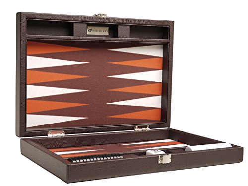 13-inch Premium Backgammon Set - Travel Size - Dark Brown Board von Silverman & Co.