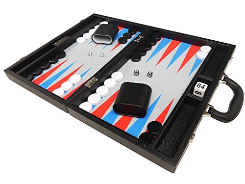 Silverman & Co. 40 x 53 cm Premium Backgammon Set - Schwarz mit Scarlet Red und Patriot Blue Points von Silverman & Co.