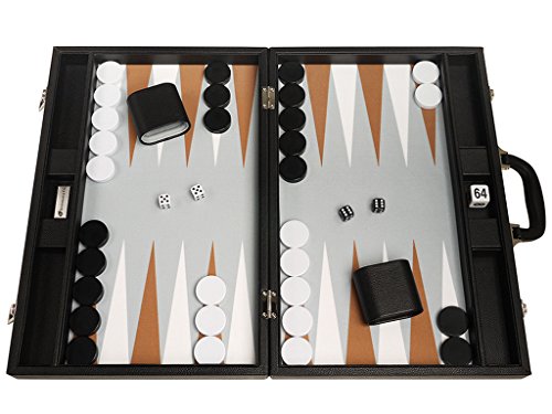 Silverman & Co. 48 x 64 cm Premium-Backgammon-Set - Schwarzes Brett mit Weiß- und Rumpunkten von Silverman & Co.
