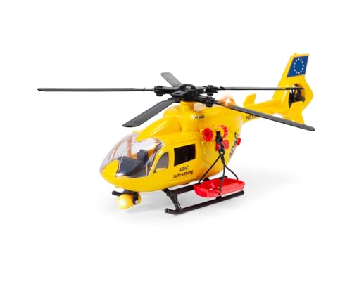 Dickie Toys - ADAC Rettungshelikopter Airbus H145 (36 cm) - großer Hubschrauber mit Aufzieh-Propeller Seilwinde Licht und Sound Spielzeug-Helikopter für Kinder ab 3 Jahre inklusiv Batterien von Dickie Toys