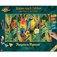Schipper 609260853 - Malen nach Zahlen, Papageien im Regenwald, Triptychon, 50 x 80 cm von Simba Toys
