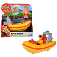 Simba 109252584 - Feuerwehrmann Sam, Neptun mit Elvis, Rettungsboot mit Figur, Länge: 17 cm von Simba Toys