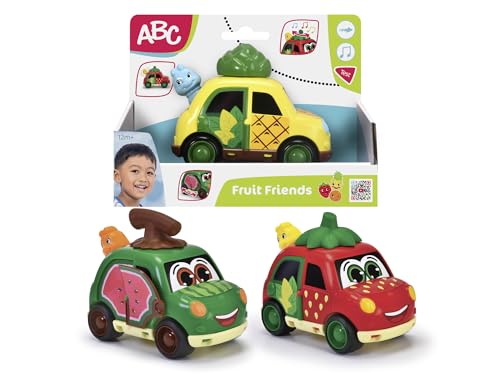 ABC 204112009I06, Fruit Friends Spielzeugauto, ABC Fruit Friends mit Freilauf, Spielbox, Öffnbare Seitentür, Schaukeln Larve. Erhältlich in Ananas von Simba