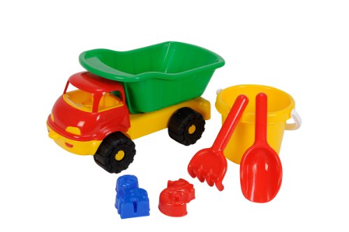 Simba 107134123 - LKW Kipper gefüllt, 2-sort., es wird nur ein Artikel geliefert, 6 Teile, Kipper, Eimer, 2x Sandform, Schaufel, Rechen, 35cm Simba 107134123 - LKW Kipper gefüllt, 2-sort., es wird nur ein Artikel geliefert, 6 Teile, Kipper, Eimer, 2x Sandform, Schaufel, Rechen, 35cm von Simba