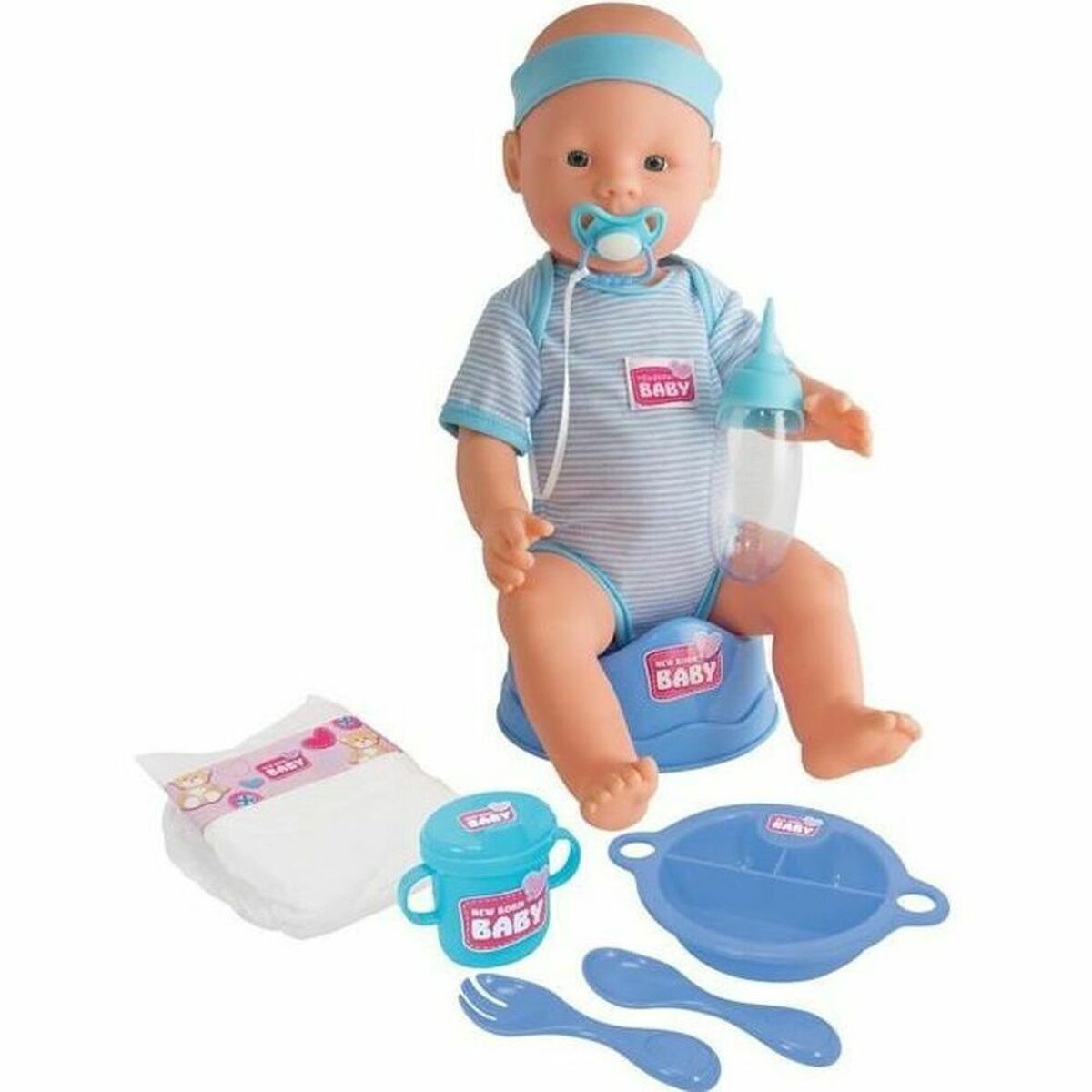 Babypuppe mit Zubehör Simba New Born Baby 43 cm von Simba