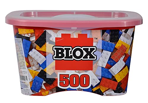 Simba 104114206 - Blox Container 500, 5 Farben, 8er Steine je 80, 4er Steine je 20, Aufkleber, ab 4 Jahre von Simba