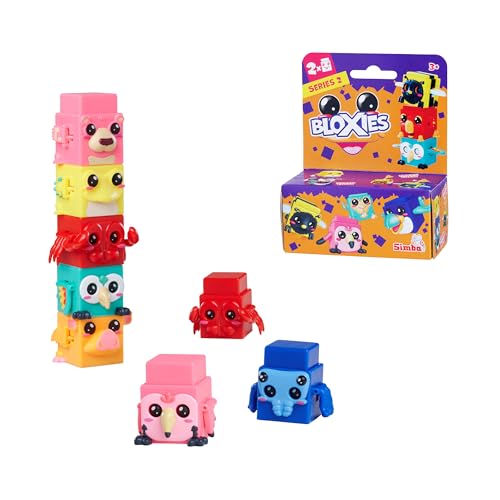 Bloxies Figur (2 Stck.) - Serie II, 4,5cm Tier-Bausteine zum Stapeln und Sammeln mit Bewegungseffekt, Spielzeug für Kinder ab 3 Jahre, Auswahl per Zufallsprinzip von Simba