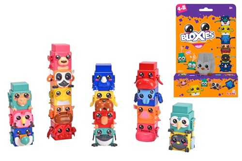 Bloxies Figur (4 Stck.) - Serie II, 4,5cm Tier-Bausteine zum Stapeln und Sammeln mit Bewegungseffekt, Spielzeug für Kinder ab 3 Jahre, Auswahl per Zufallsprinzip von Simba
